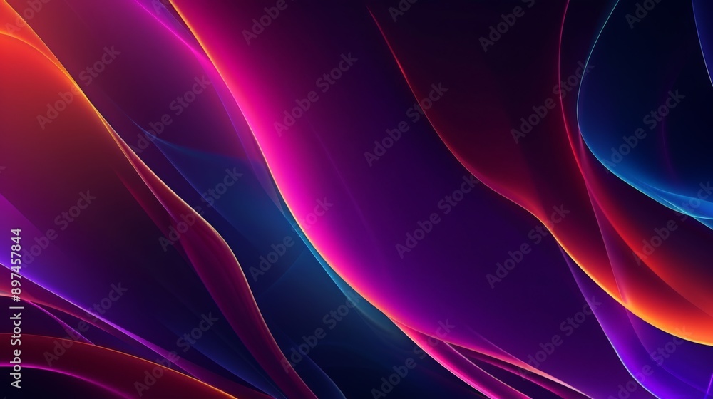 Obraz premium Vibrant wavy shapes in abstract background resembling silky fabric with vivid illumination