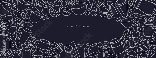 Coffee line art design. Espresso cup, cappuccino