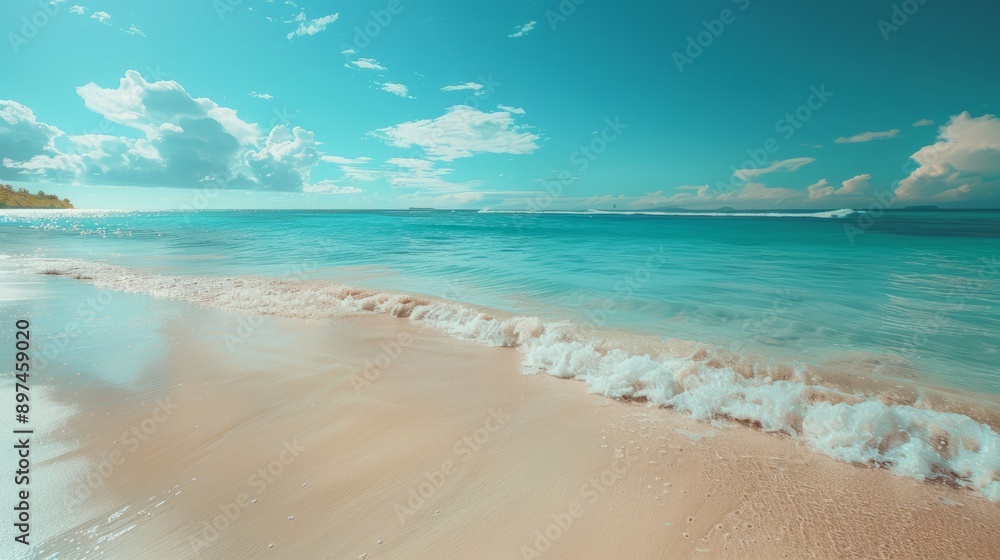 Obraz premium beautiful beach with crystal-clear waters and pristine sand, free of any plastic bags or waste, emphasizing a plastic-free shoreline
