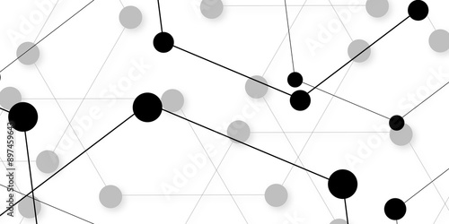 Technology abstract white digital background of connected dot with honeycomb stock lines. honeycomb shaped net composed of illuminated lines with glowing dots, technological and futuristic background.