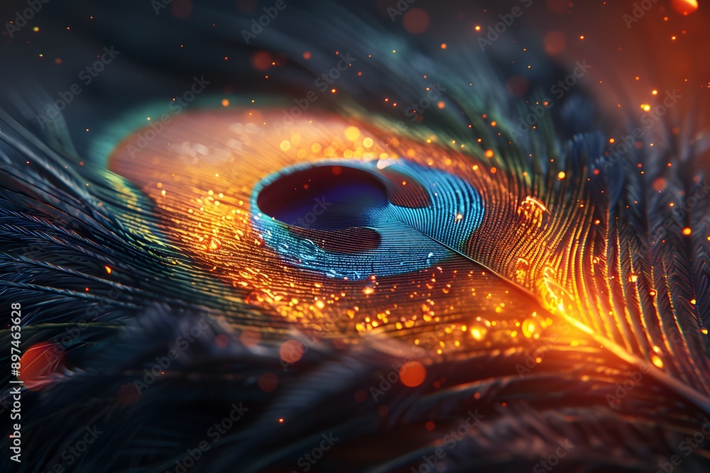 Close-up on a colored bird feather. Close-up on a colored bird feather.