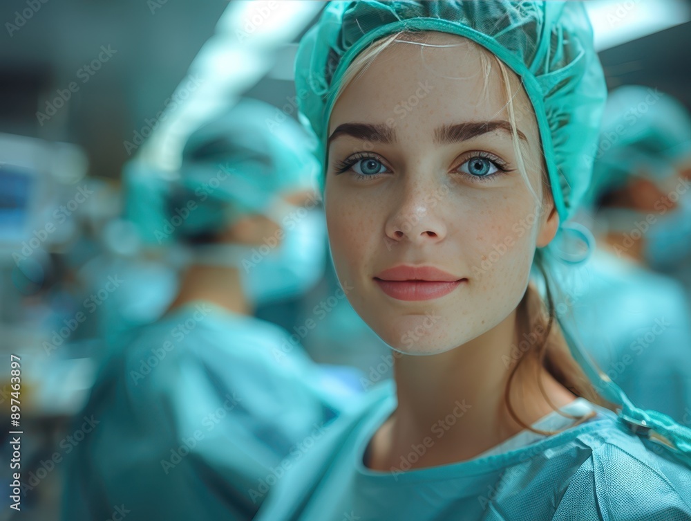 Preparing the Operating Room for Surgery - Nurse Organizing Surgical Setup Equipment in Medical Facility Preparing the Operating Room for Surgery - Nurse Organizing Surgical Setup Equipment in Medical Facility