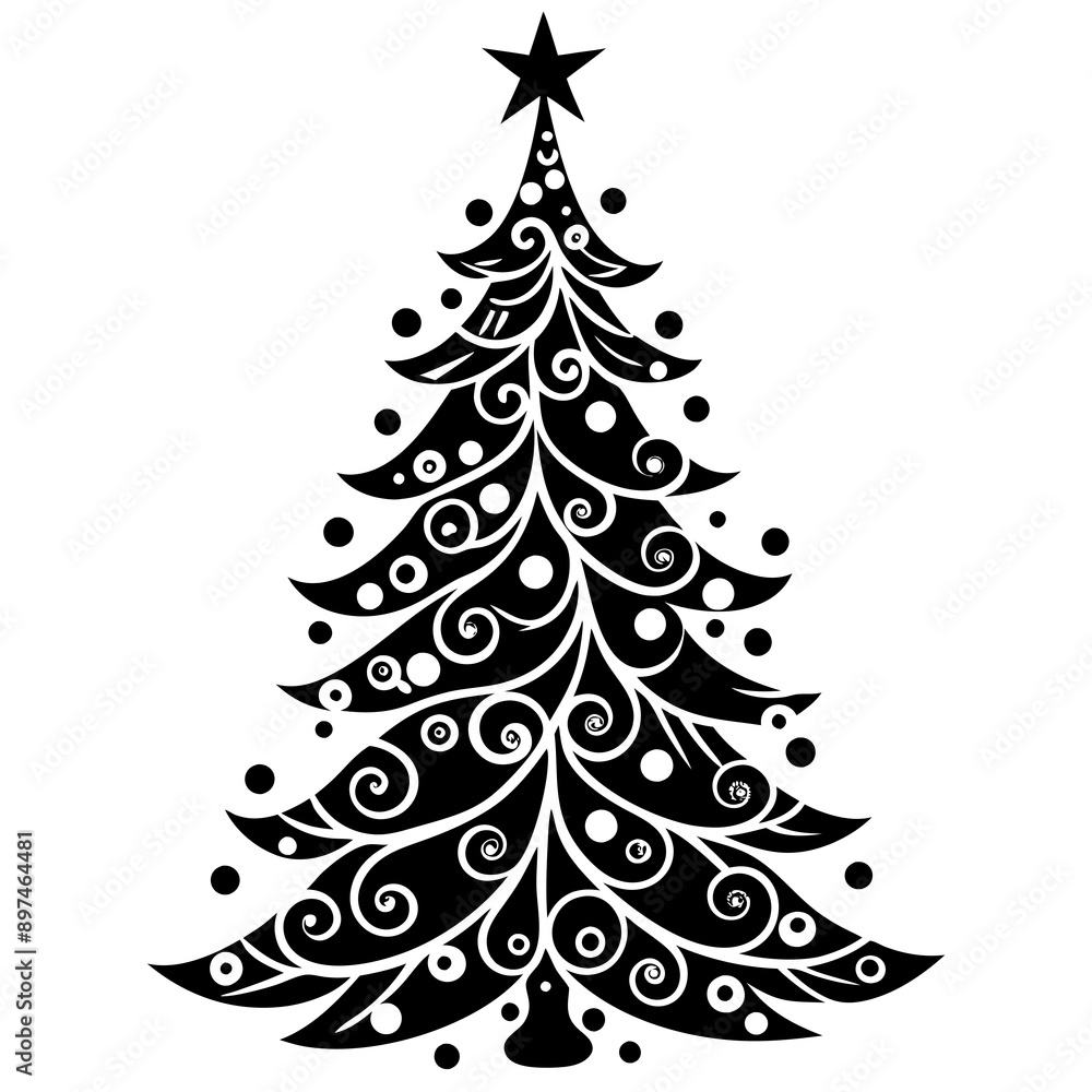 Beautifully decorated Christmas tree illustration vector on white background perfect for festive designs Beautifully decorated Christmas tree illustration vector on white background perfect for festive designs