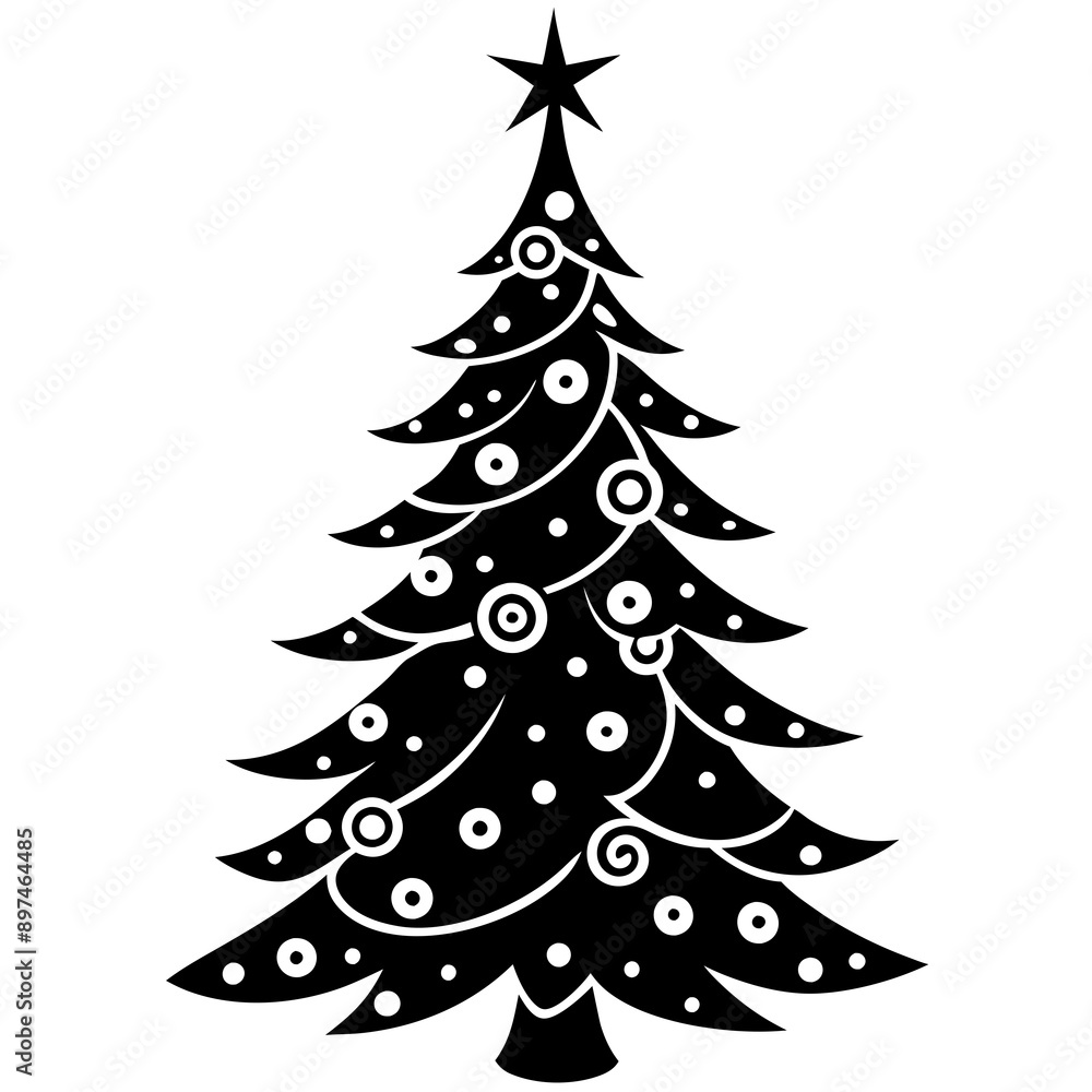 Beautifully decorated Christmas tree illustration vector on white background perfect for festive designs Beautifully decorated Christmas tree illustration vector on white background perfect for festive designs