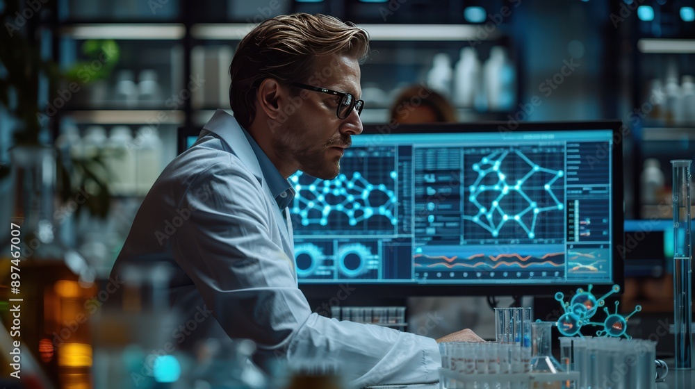 Cutting-Edge Biotechnologist Analyzing Genetic Mutations in High-Resolution 8K Hyper-Realistic Digital Composition Cutting-Edge Biotechnologist Analyzing Genetic Mutations in High-Resolution 8K Hyper-Realistic Digital Composition