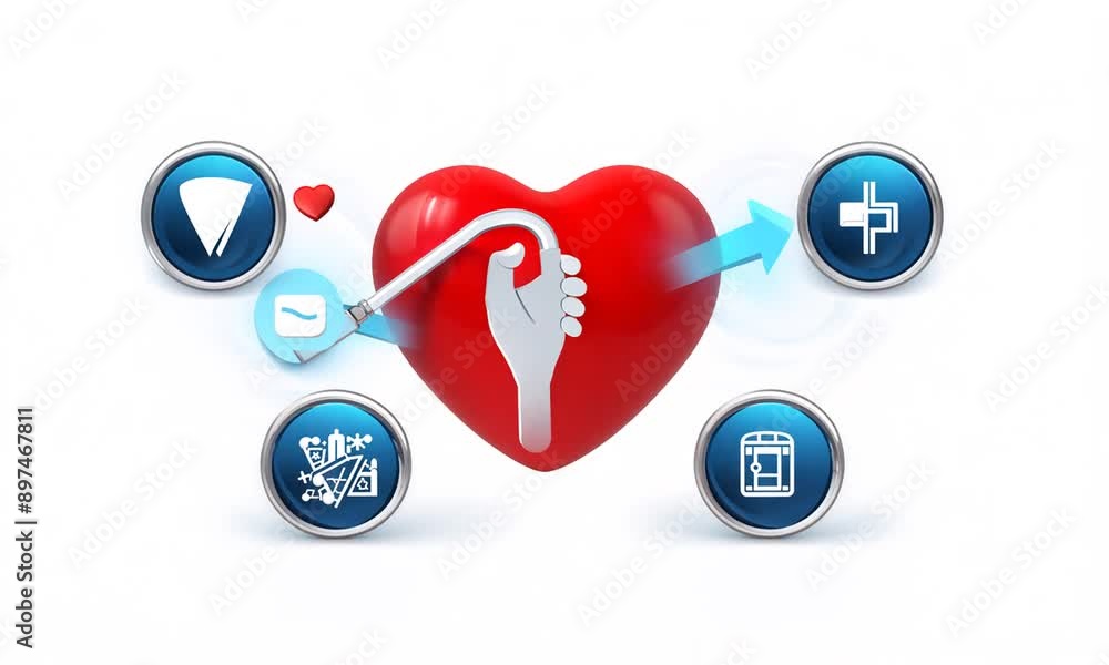 Red Heart with Stethoscope: Heart Health and Insurance Concept Red Heart with Stethoscope: Heart Health and Insurance Concept