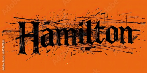 Hamilton Logo on Orange Background with Grunge Effect
