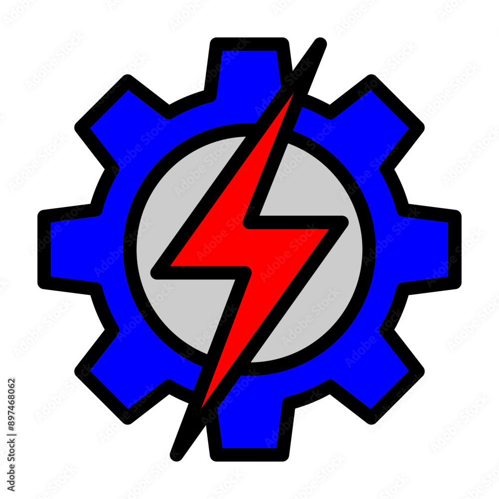 Gear with lightning bolt Vector Filled Icon Design Gear with lightning bolt Vector Filled Icon Design
