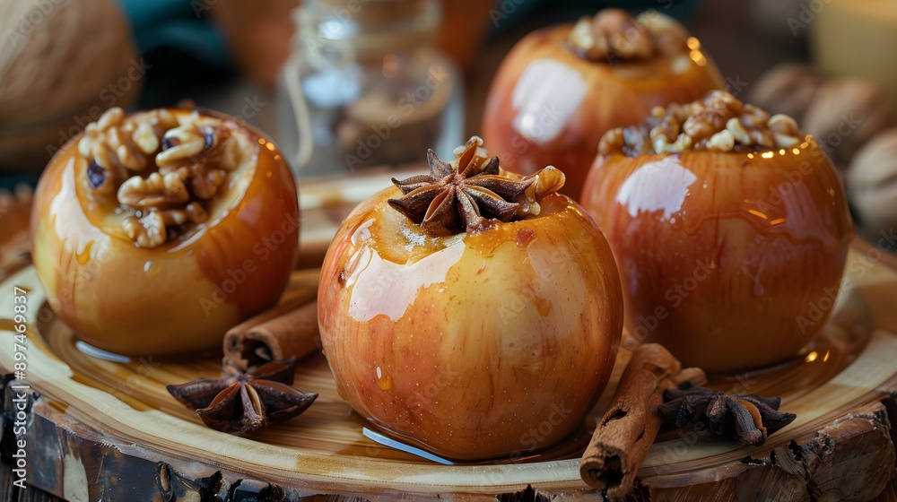 Baked apples Bratapfel with cinnamon and nuts Baked apples Bratapfel with cinnamon and nuts