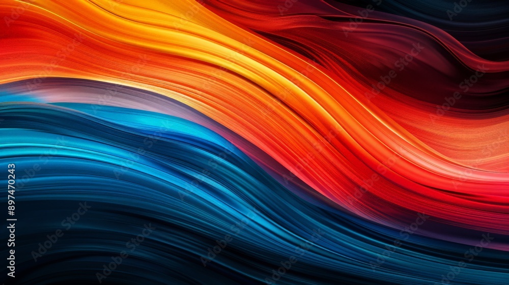 Obraz premium Dynamic and vibrant abstract background created by weaving blue and orange waves