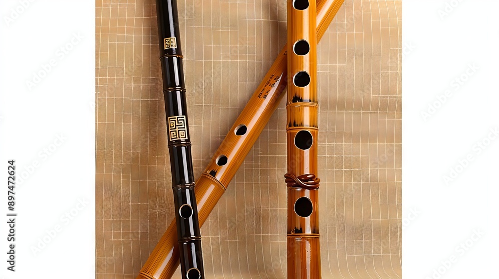 Fototapeta premium A pair of flutes with different designs on them.
