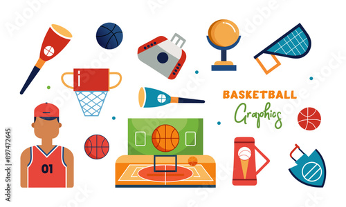 Basketball graphics illustration elements collection