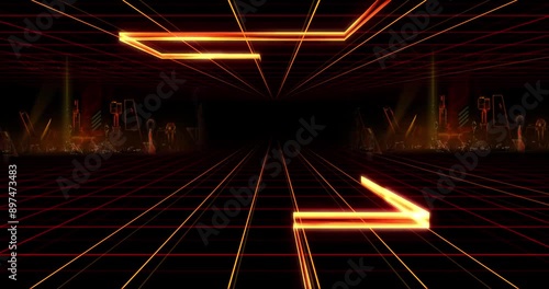 Abstract lightgolden lines on a futuristic tech background Luxury polygonal animated motion futuristic background photo