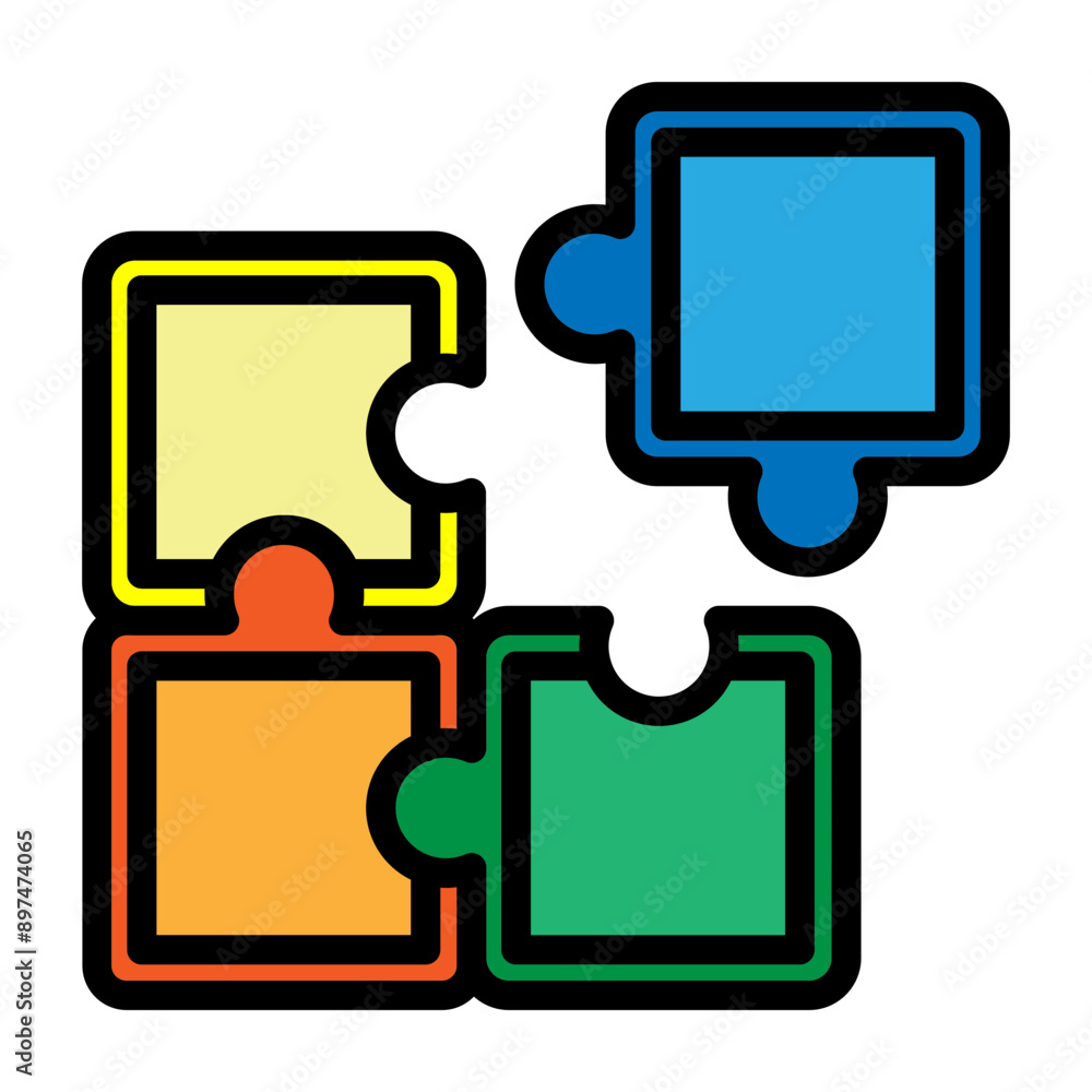 Puzzle Pieces Fitting Together Vector Filled Icon Design Puzzle Pieces Fitting Together Vector Filled Icon Design