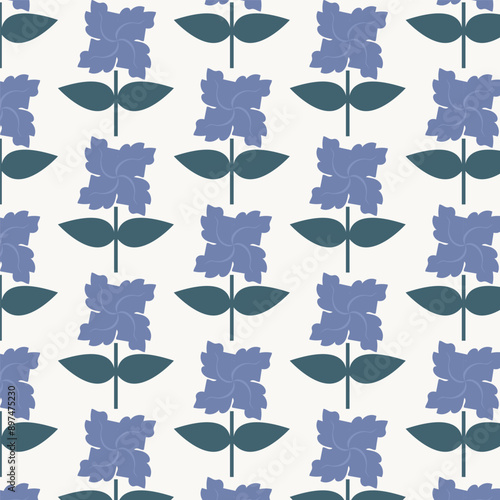 seamless floral pattern with flowers in retro scandinavian style