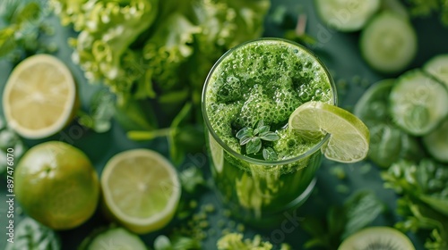Fresh and Vibrant Green Smoothie - A Refreshing Blend of Vegetables and Fruits for a Health Boost
