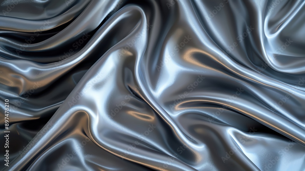 Luxurious smooth silver satin fabric with elegant draping creates a modern and sophisticated texture perfect for backgrounds and designs. Luxurious smooth silver satin fabric with elegant draping creates a modern and sophisticated texture perfect for backgrounds and designs.