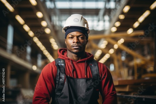 Portrait of a male African American construction worker