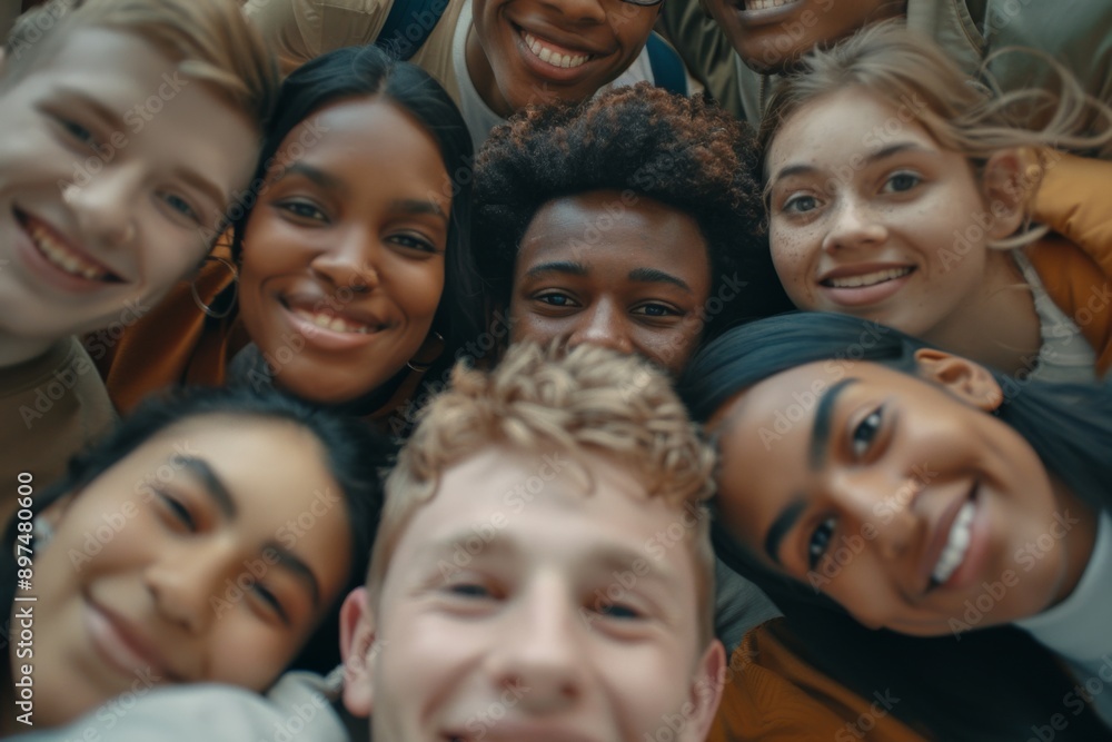 Obraz premium Diverse group of young people taking a selfie together