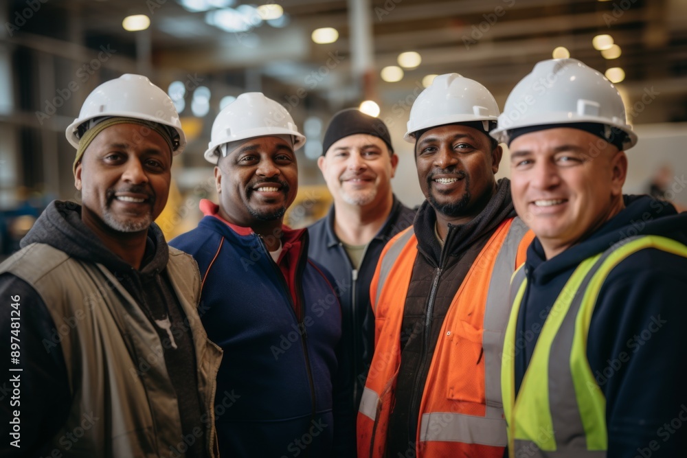 Portrait of diverse male construction workers on site Portrait of diverse male construction workers on site