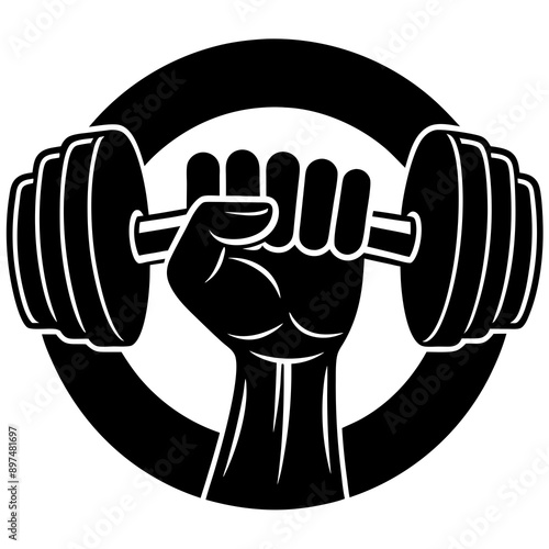 Hand Holding Dumbbell  vector silhouette 