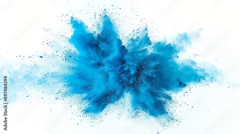 A blue explosion of powdery dust is in the air A blue explosion of powdery dust is in the air