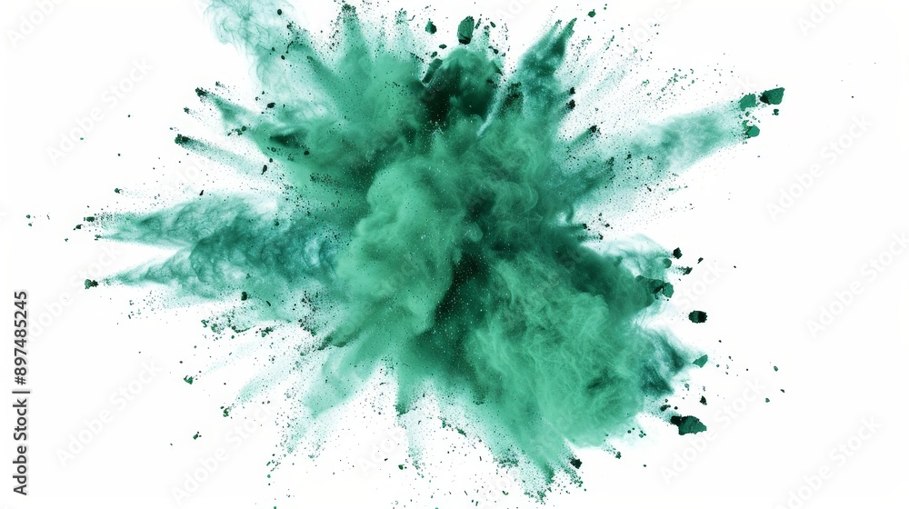 A green explosion of smoke and dust is depicted in the image A green explosion of smoke and dust is depicted in the image