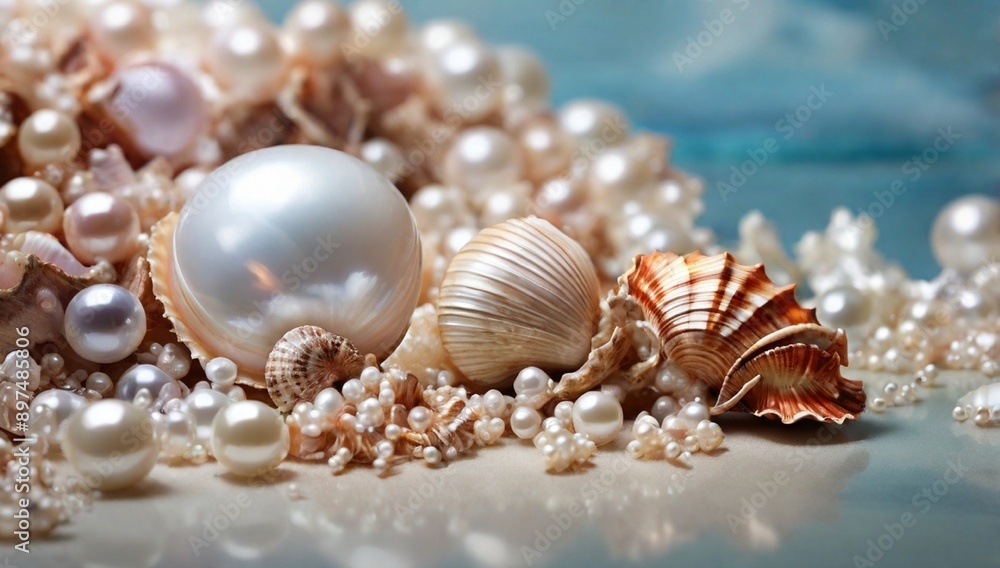 Akoya pearls and a seashell
Akoya pearls and a seashell
