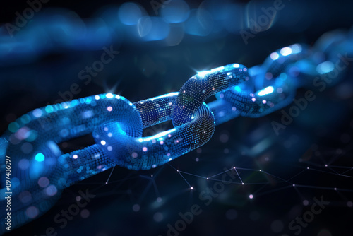 chain made of digital data, security theme, Financial network showing graphic image, high definition, connected finance, business, abstract, Ecosystems Using Blockchain photo