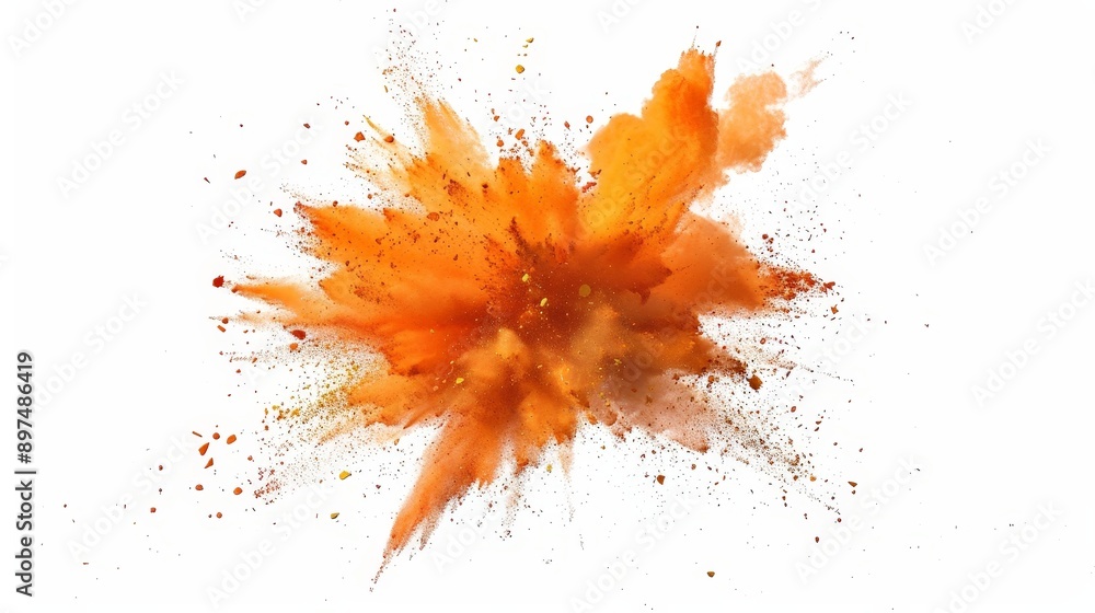 A bright orange cloud of dust is in the air A bright orange cloud of dust is in the air