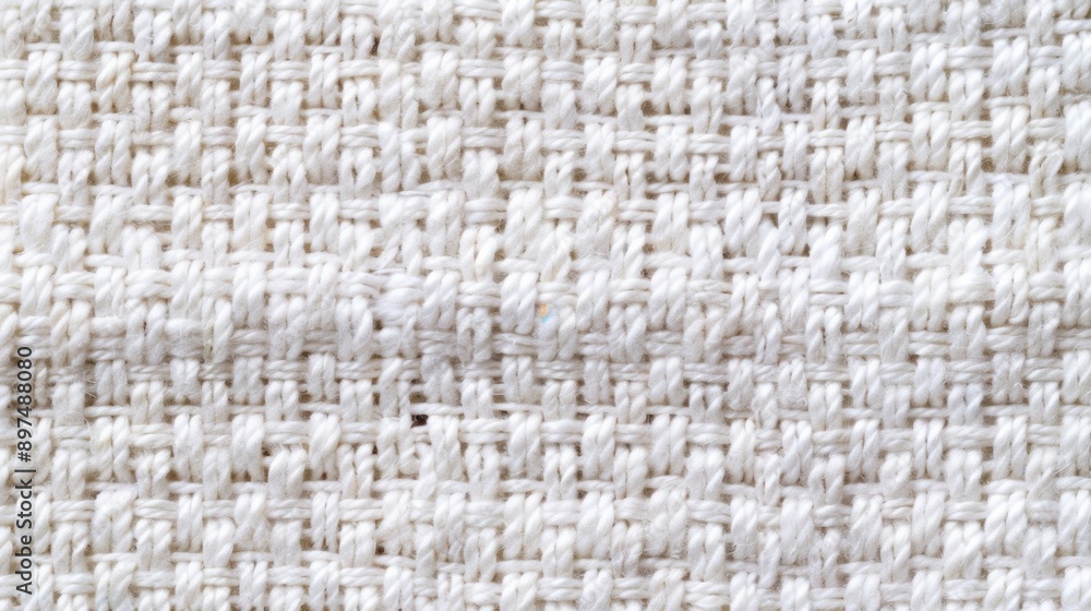 A white fabric with a pattern of white and black threads A white fabric with a pattern of white and black threads