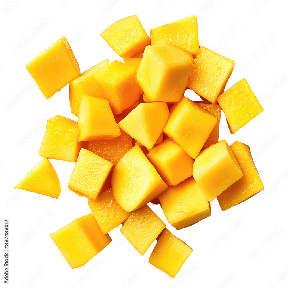pile of mango cut in cubes piece transparent background pile of mango cut in cubes piece transparent background