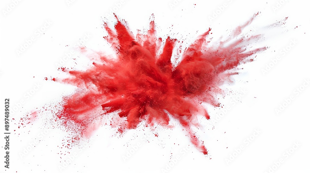 A red explosion of powdery dust is in the air A red explosion of powdery dust is in the air