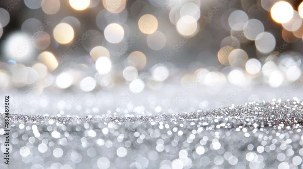 A blurry image of a snowy landscape with a silver background A blurry image of a snowy landscape with a silver background