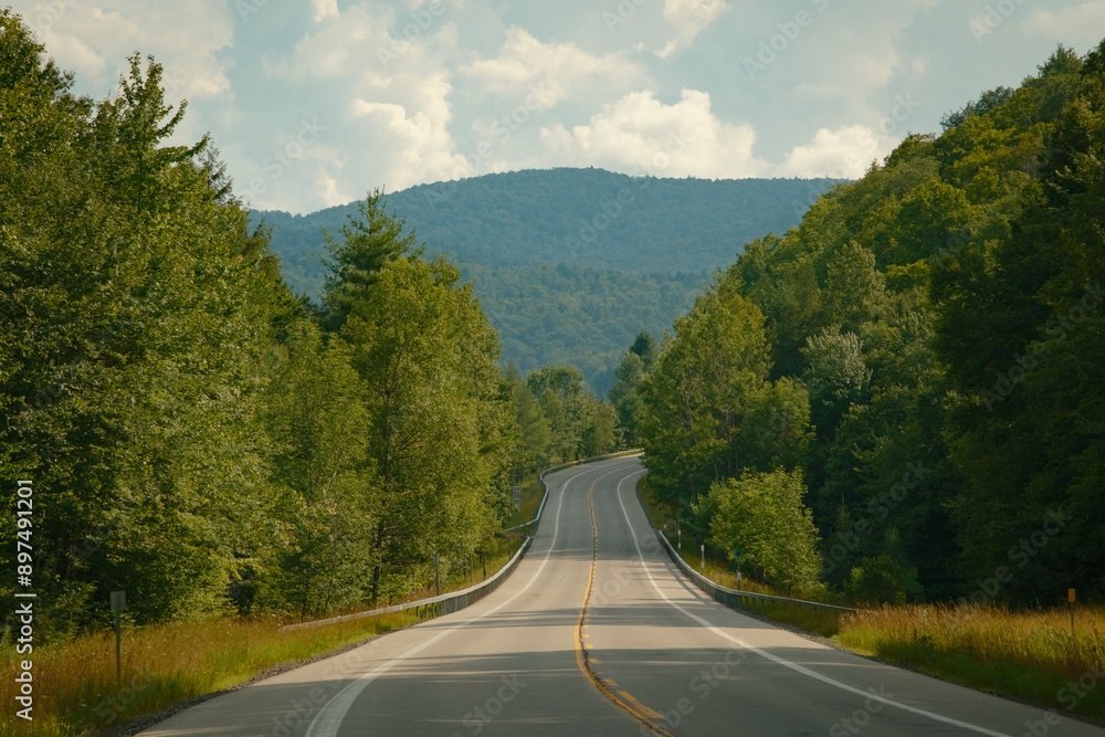 Fototapeta premium Rural road in the Adirondack Mountains near Indian Lake, New York