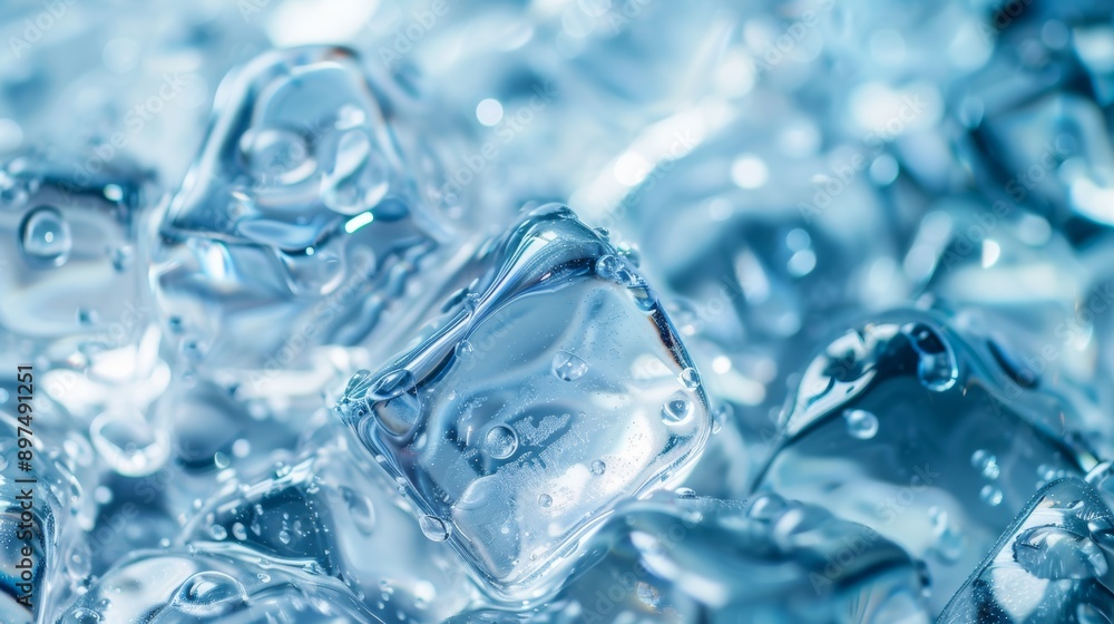 A close up of ice cubes in a glass of water A close up of ice cubes in a glass of water