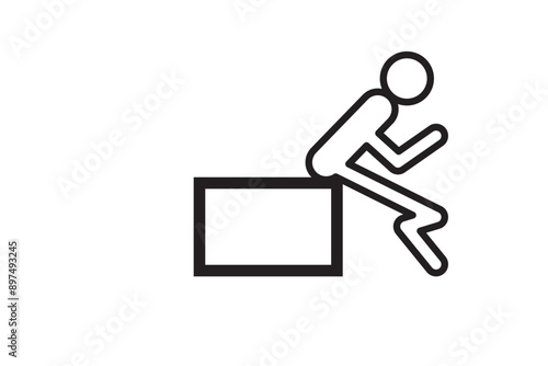 people resting, tired man poses, stick figure human silhouette, icon isolated on white
