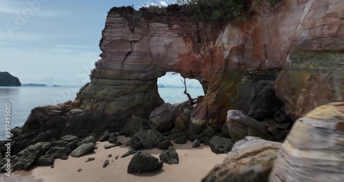 Wallpaper Mural Thailand beach flying through a cave, revealing paradise. Torontodigital.ca