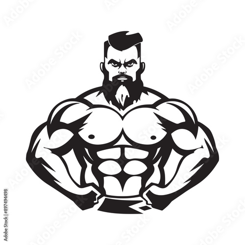 Strong Man Logo vector design. Gym, sport, bodybuilding logo. Strong man with big muscles.