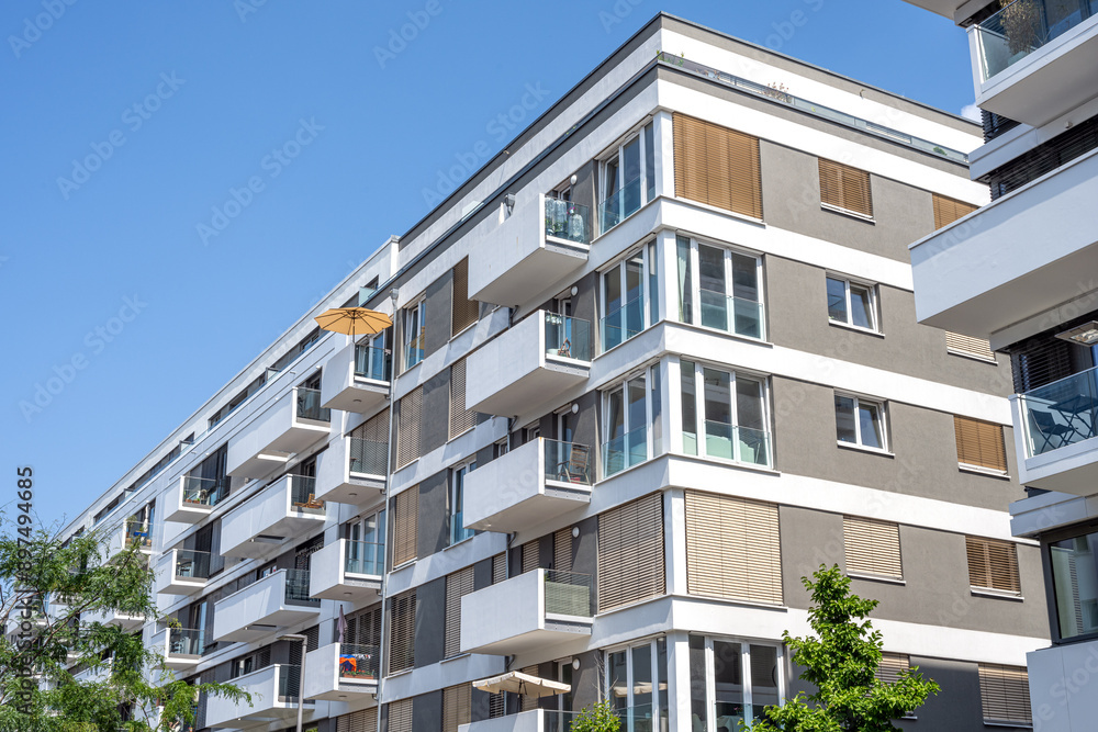 Modern multi-family apartment buildings seen in Berlin, Germany Modern multi-family apartment buildings seen in Berlin, Germany