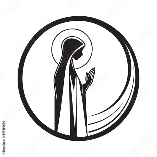 Praying Logo Design. Vector Image of the Praying Girl Stock Vector isolated on white