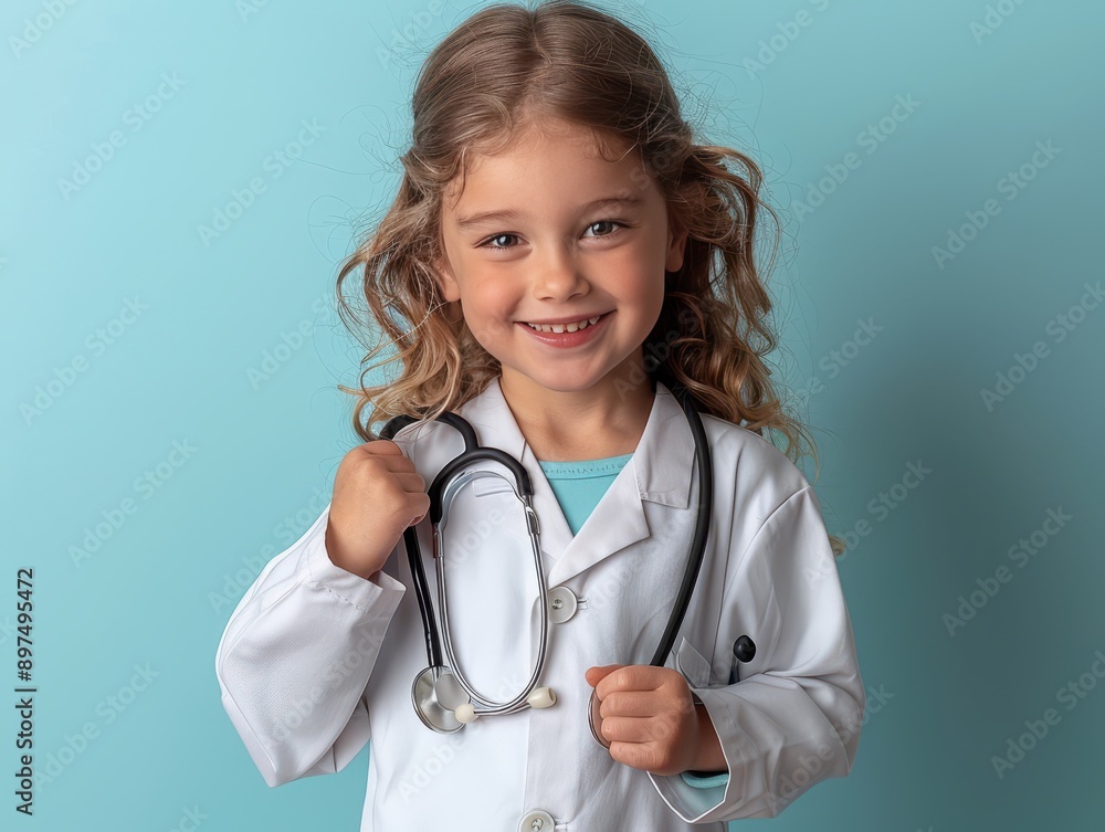 Cheerful Young Professional Holding Stethoscope in a Medical Concept Photo Shoot Against Light Blue Background Cheerful Young Professional Holding Stethoscope in a Medical Concept Photo Shoot Against Light Blue Background