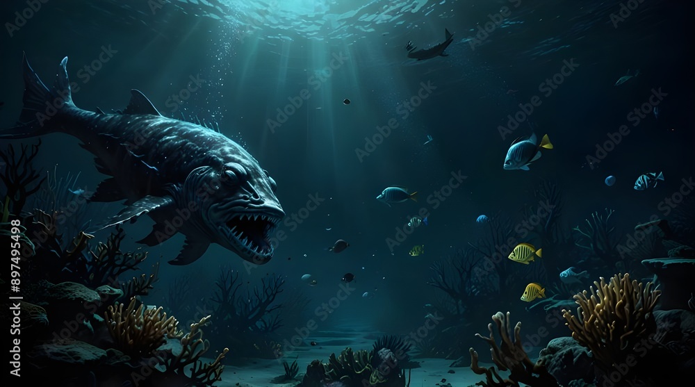 Fototapeta premium Cheilinus undulatus, maori wrasse humphead fish in australia