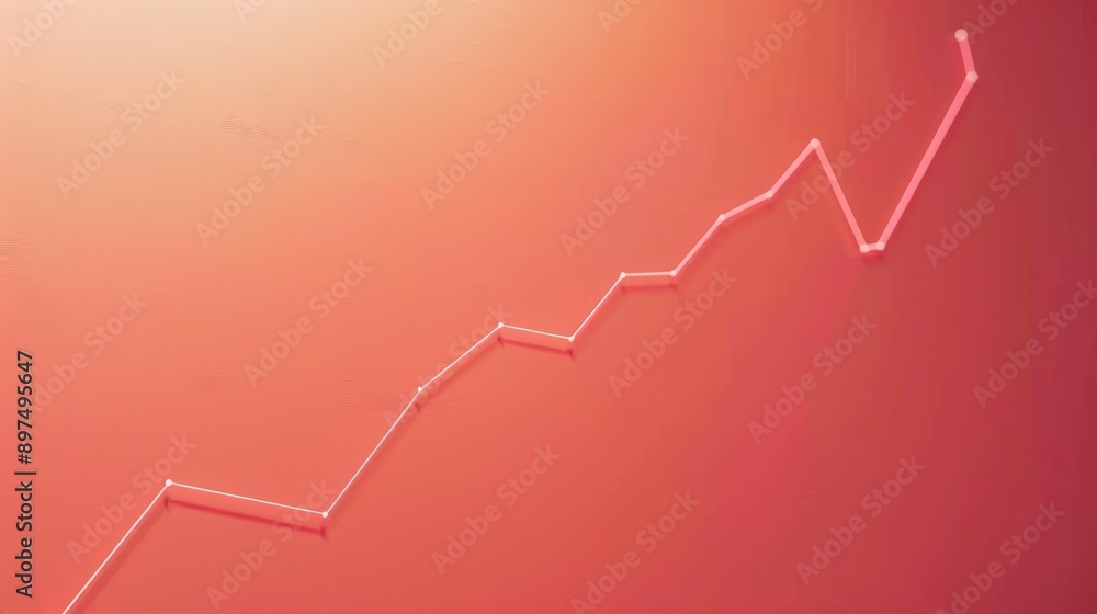 Elegant line graph on light coral background, steady increase, market growth depiction, minimalist style Elegant line graph on light coral background, steady increase, market growth depiction, minimalist style