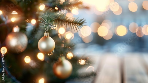 Wallpaper Mural A Christmas tree with gold ornaments hanging from it Torontodigital.ca