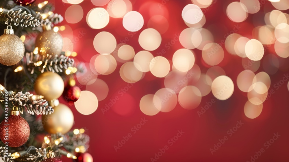 A Christmas tree with many gold and red ornaments A Christmas tree with many gold and red ornaments