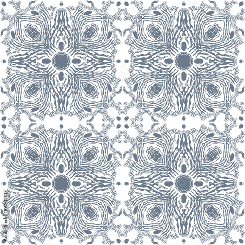 Монохромный  seamless pattern with arabesques  in a retro style. Vector illustration