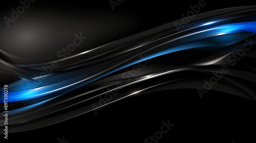 Abstract digital background with flowing blue light streaks on a dark backdrop