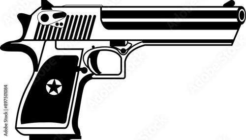 Gun Pistol handgun weapon black 11/11-inch big size of file svg vector cut file cricut silhouette design for t-shirt car decor sticker Gunshop etc photo