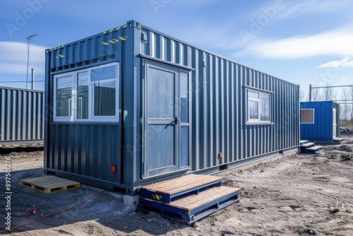 Mobile office buildings or container site office for construction site. Shipping container. Portable house and office © Ольга Лукьяненко